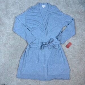 State of Day Intimates Gray Belted Cardigan Robe L Lenzing Ecovero Knit
